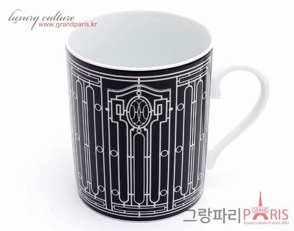 에르메스 H데코 블랙 화이트 머그컵