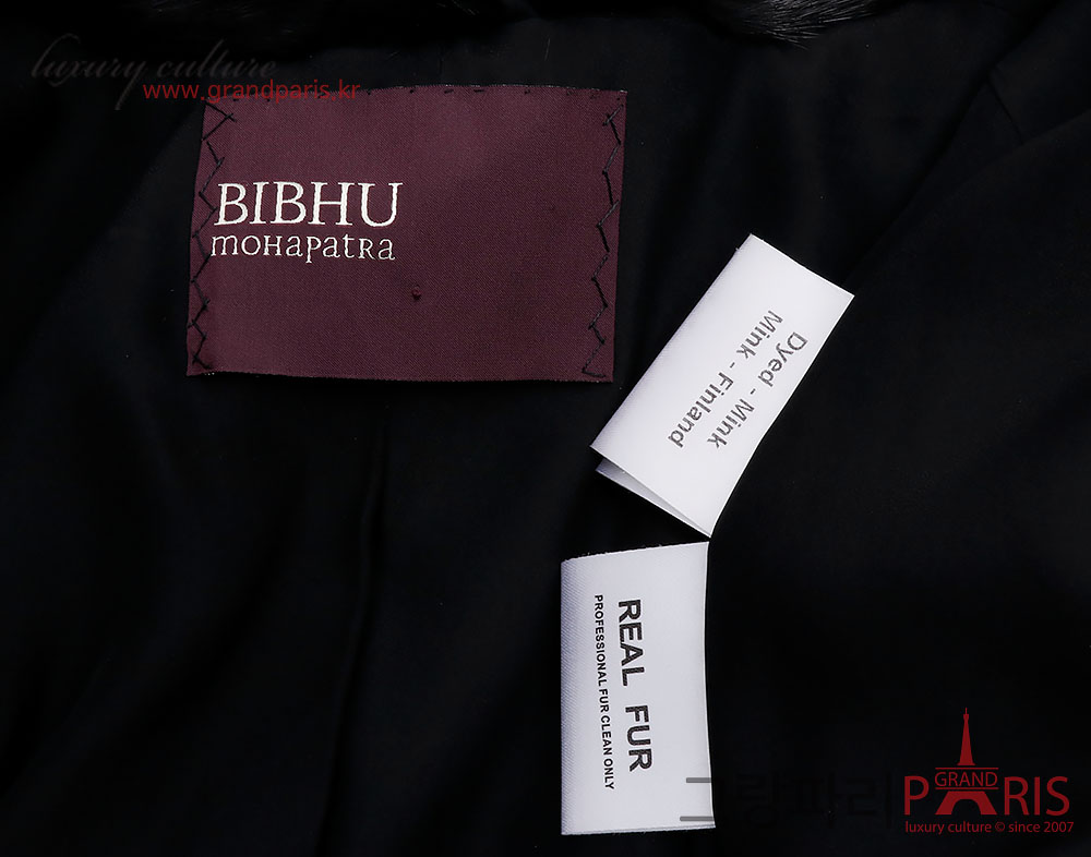 BIBHU 블랙 밍크 숏 케이프 코트