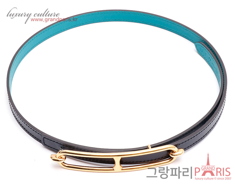 에르메스 룰리스 여성 벨트 블랙 파온 금장 75 T