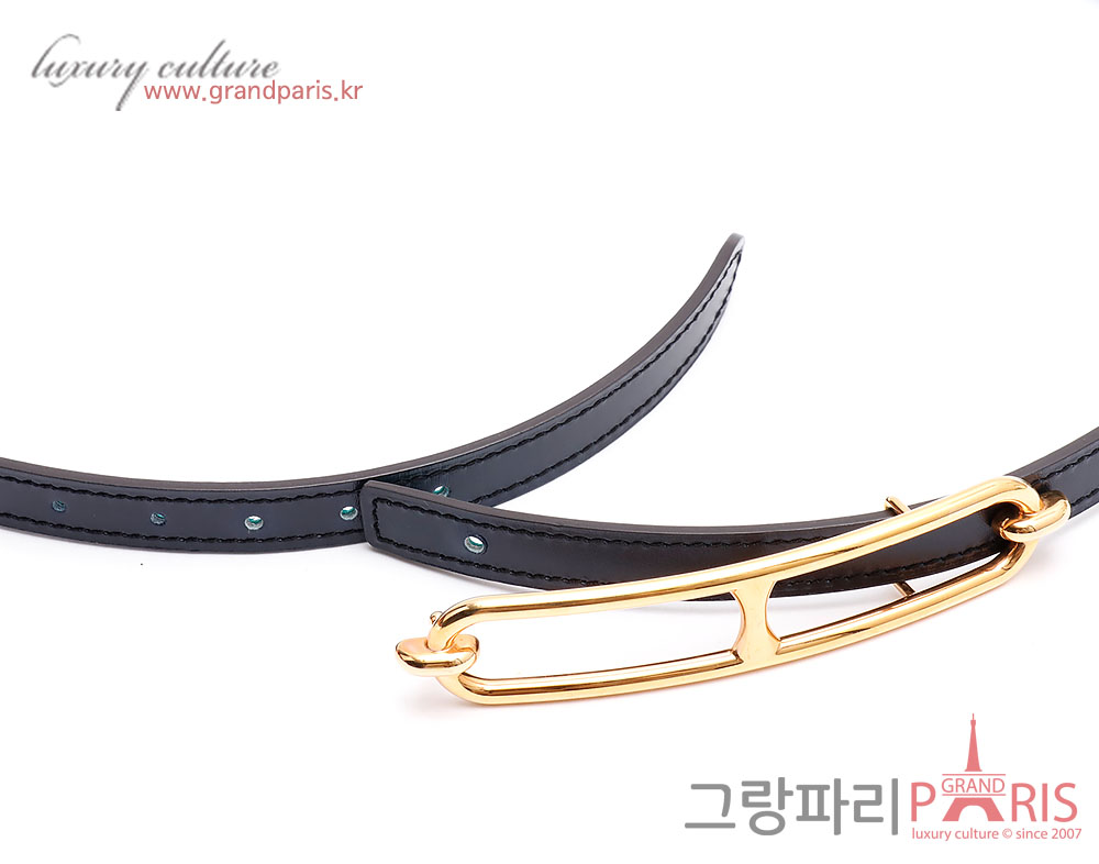 에르메스 룰리스 여성 벨트 블랙 파온 금장 75 T