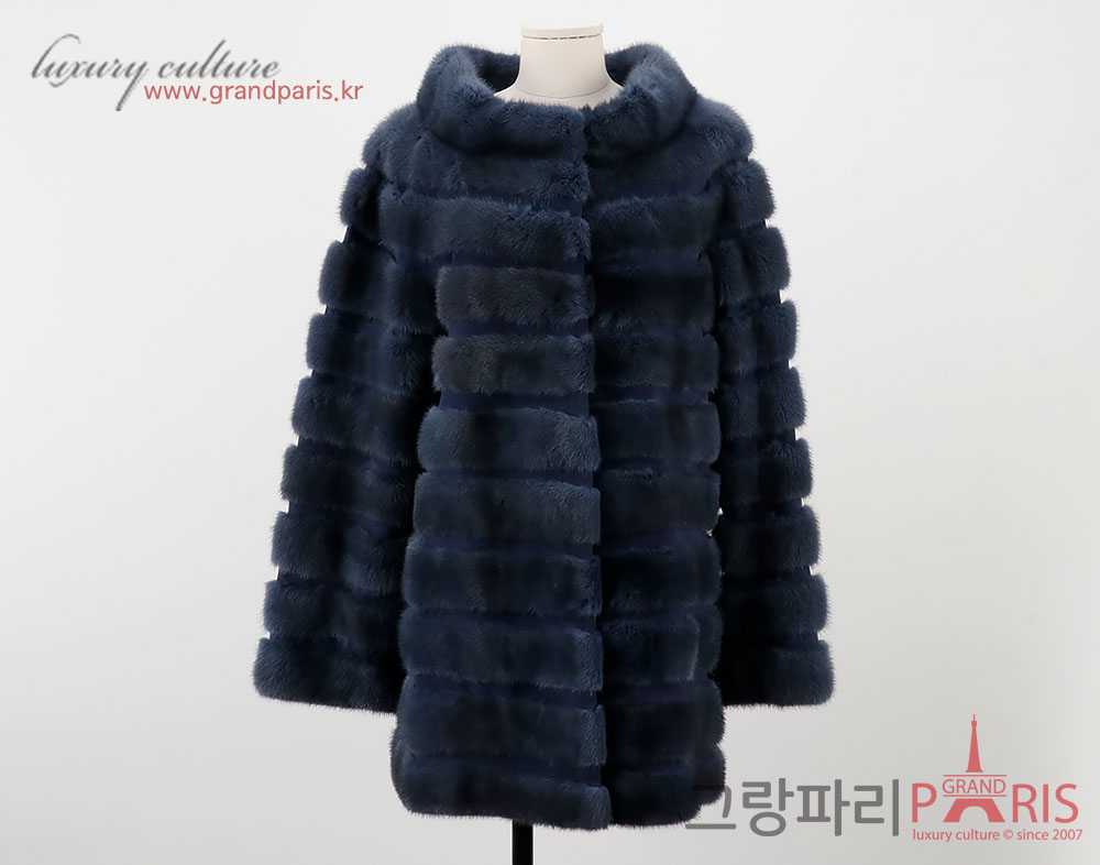 CARMEN MARC VALVO 블루 밍크 하프 코트