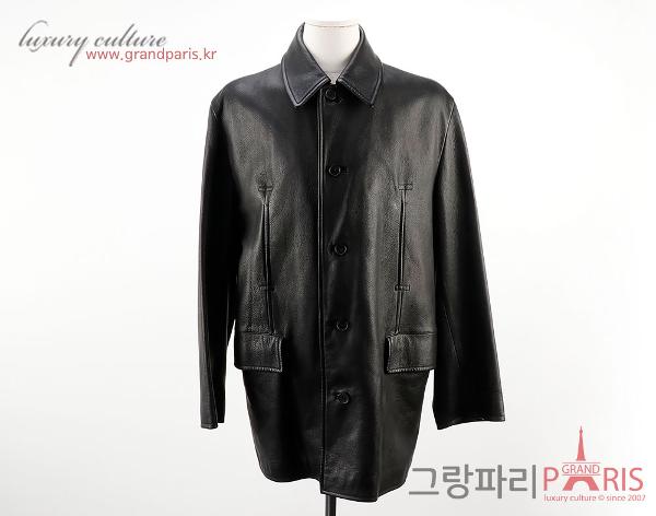 에르메스 블랙 레더 남성 숏 코트 52