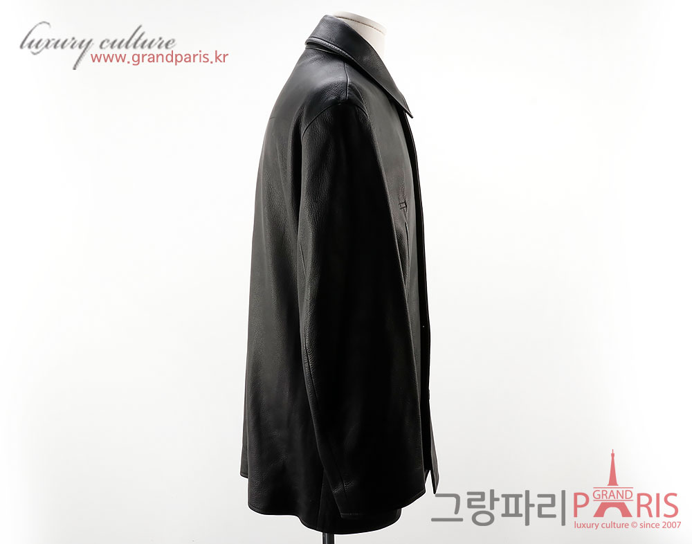 에르메스 블랙 레더 남성 숏 코트 52