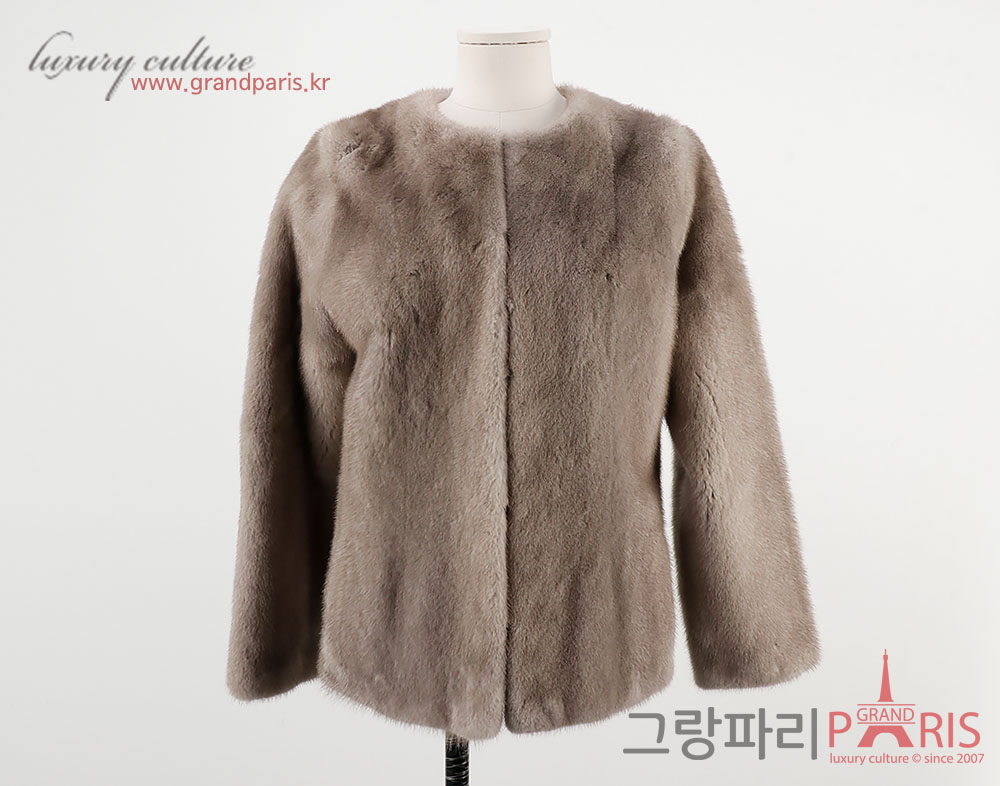 일레븐티 그레이 노카라 밍크 자켓 42
