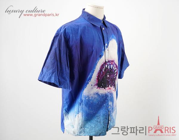 MSGM 블루 샤크 프린트 반소매 셔츠 43/17