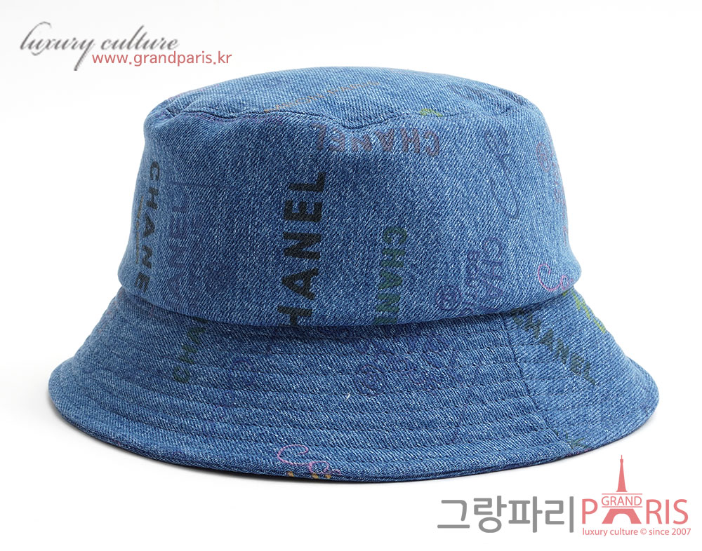 샤넬 블루 데님 클로세 버킷햇 S