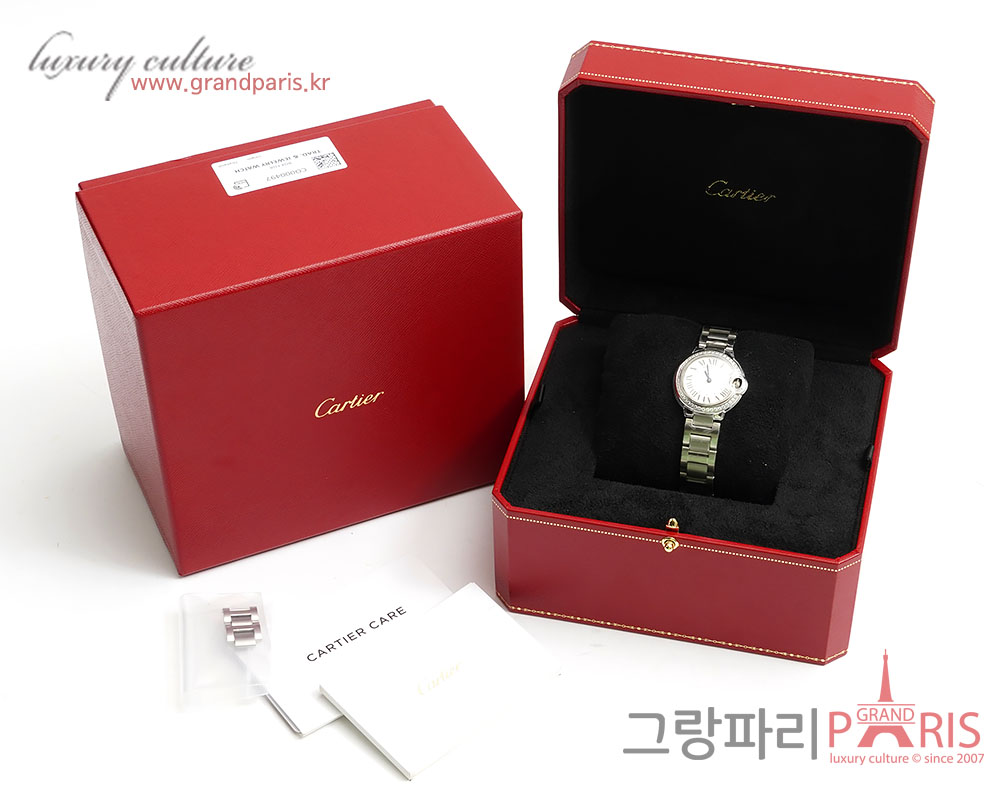 까르띠에 발롱블루 28mm 베젤다이아 스틸 여성시계 W4BB0015