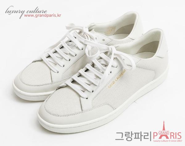 생로랑 화이트 펀칭 매쉬 레더 스니커즈 40
