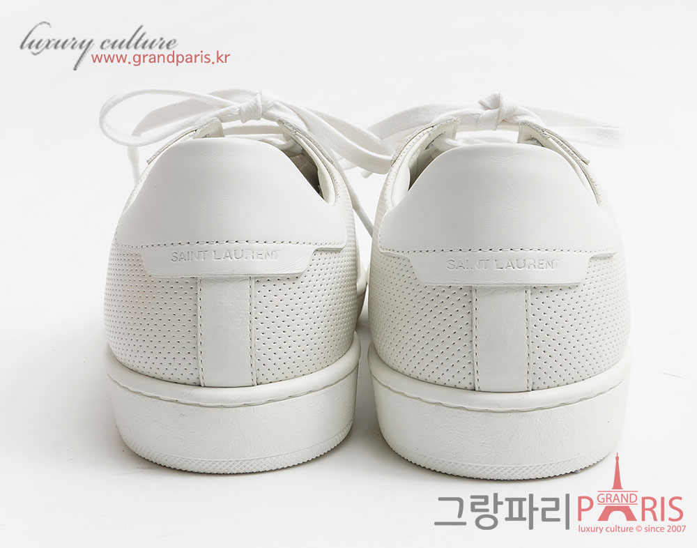 생로랑 화이트 펀칭 매쉬 레더 스니커즈 40