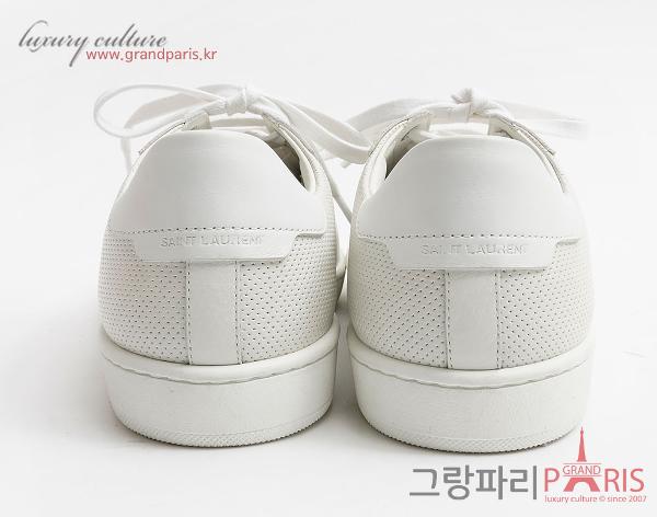 생로랑 화이트 펀칭 매쉬 레더 스니커즈 40