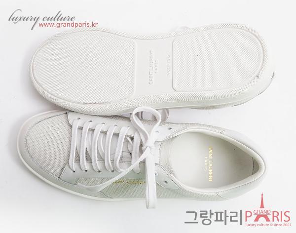 생로랑 화이트 펀칭 매쉬 레더 스니커즈 40