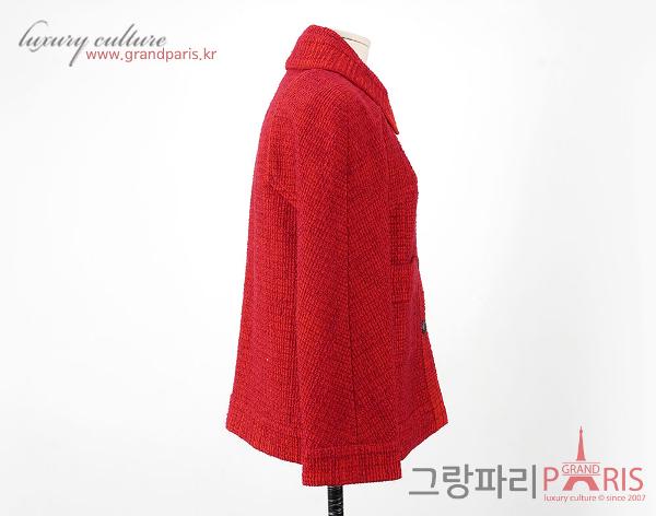 샤넬 오렌지 레드 트위드 자켓 36