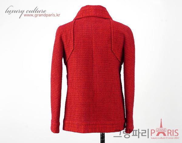 샤넬 오렌지 레드 트위드 자켓 36