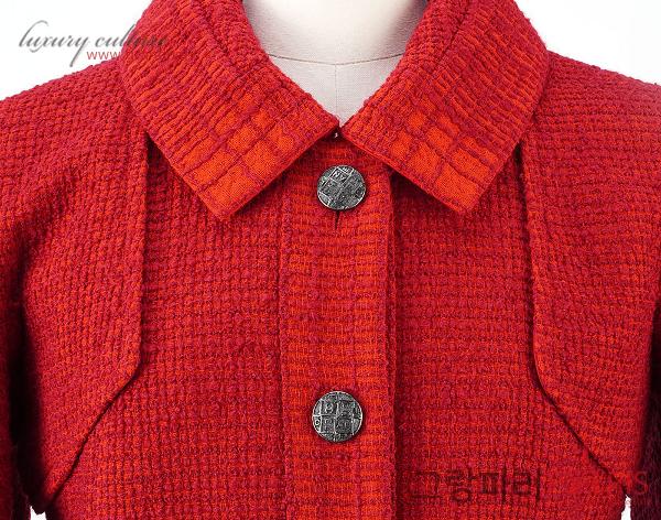 샤넬 오렌지 레드 트위드 자켓 36