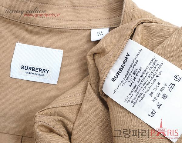 버버리 베이지 코튼 로고 벨트 원피스 38