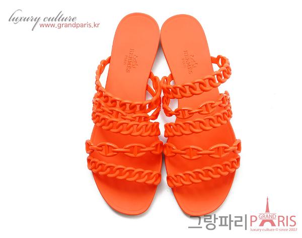 에르메스 페이봇 젤리 샌들 오렌지 37	