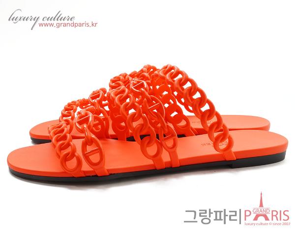 에르메스 페이봇 젤리 샌들 오렌지 37	