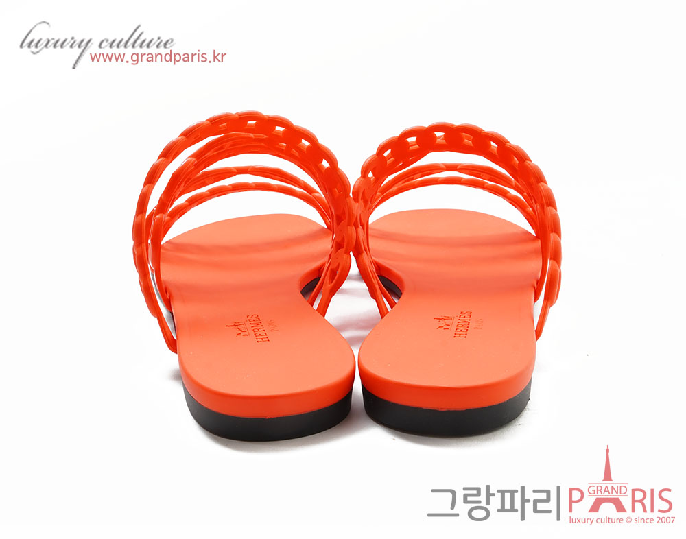 에르메스 페이봇 젤리 샌들 오렌지 37	