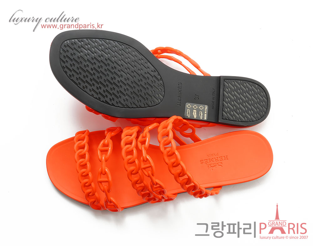 에르메스 페이봇 젤리 샌들 오렌지 37	
