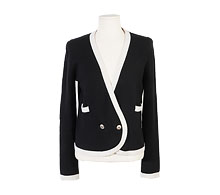 샤넬 블랙 화이트 트리밍 캐시미어 가디건 38	 보러가기