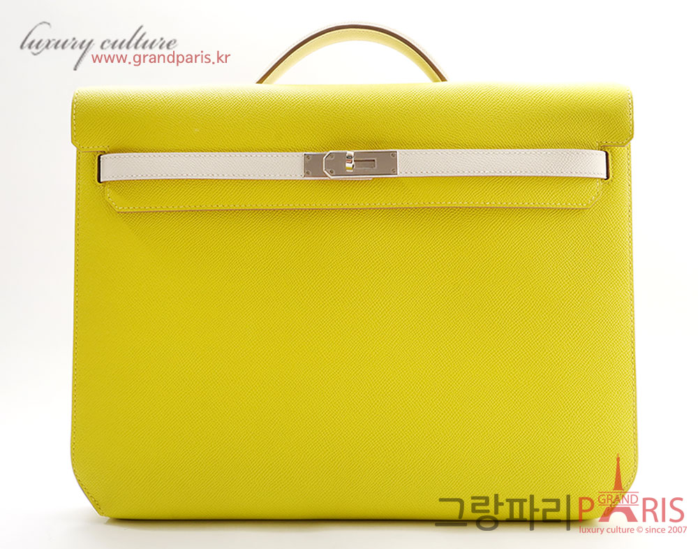 에르메스 스페셜 켈리 데페슈 36 라임 크레 은장 Z 