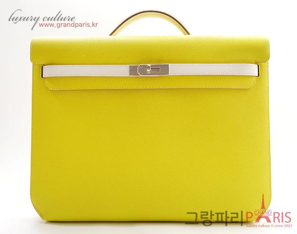 에르메스 스페셜 켈리 데페슈 36 라임 크레 은장 Z 