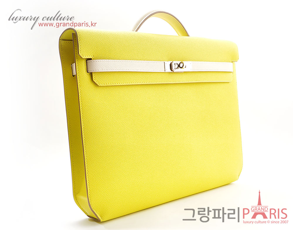 에르메스 스페셜 켈리 데페슈 36 라임 크레 은장 Z 