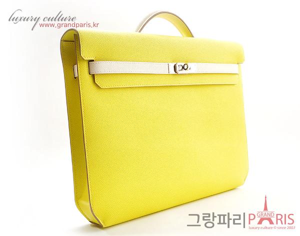 에르메스 스페셜 켈리 데페슈 36 라임 크레 은장 Z 