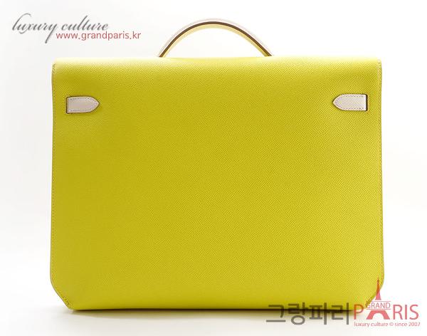 에르메스 스페셜 켈리 데페슈 36 라임 크레 은장 Z 