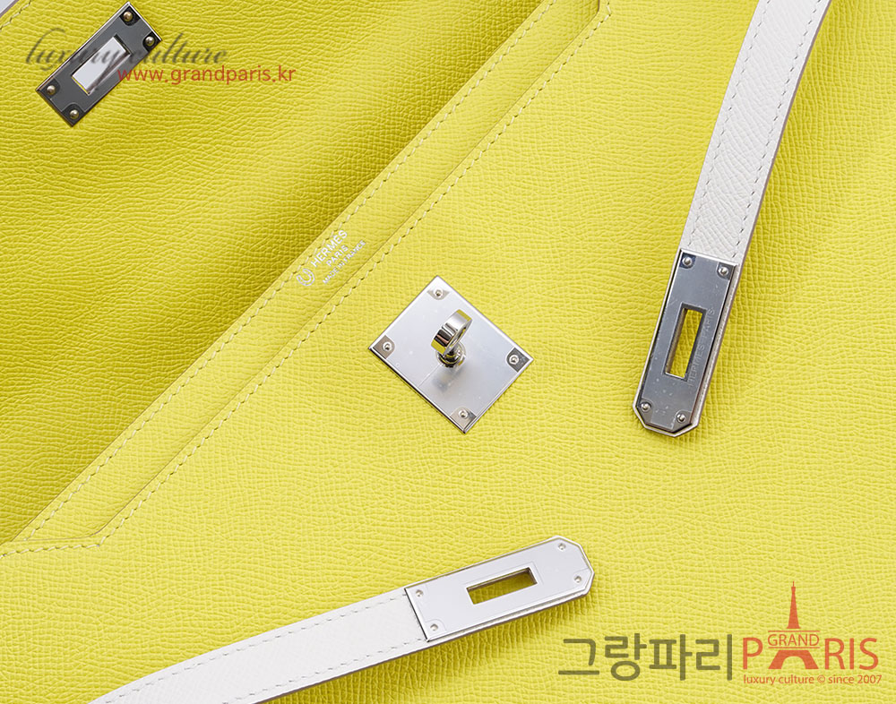 에르메스 스페셜 켈리 데페슈 36 라임 크레 은장 Z 