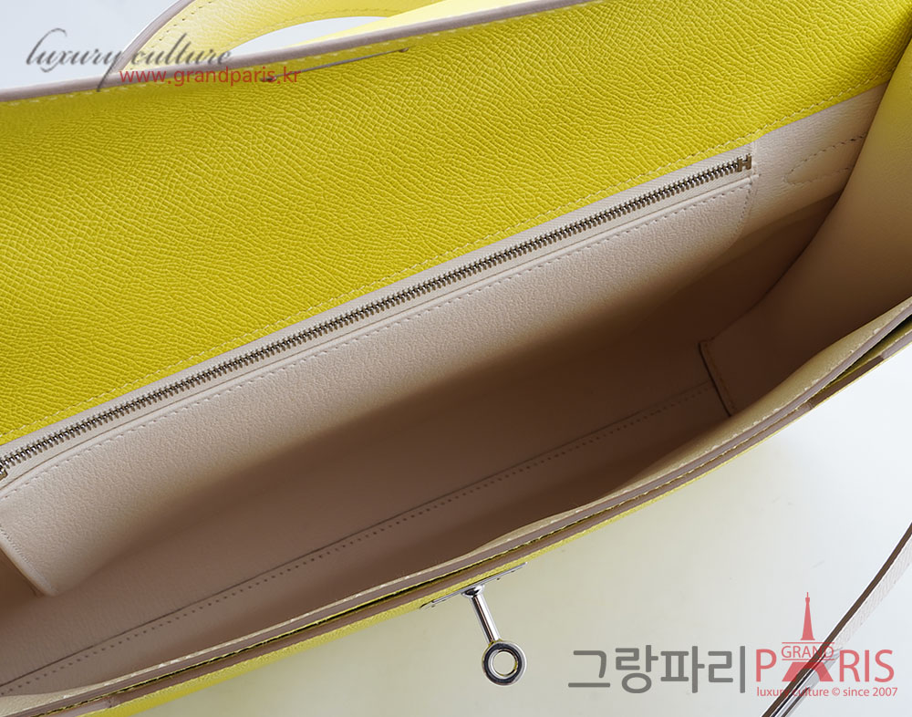 에르메스 스페셜 켈리 데페슈 36 라임 크레 은장 Z 
