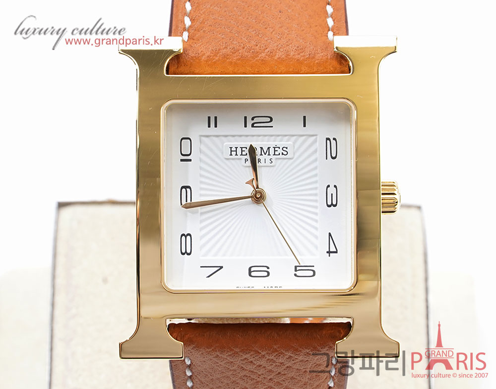 에르메스 H아워 GM 골드 스트랩 금장 HH1.801 