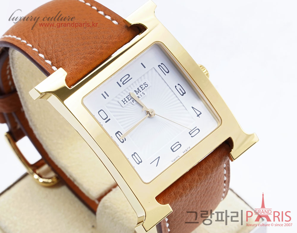 에르메스 H아워 GM 골드 스트랩 금장 HH1.801 