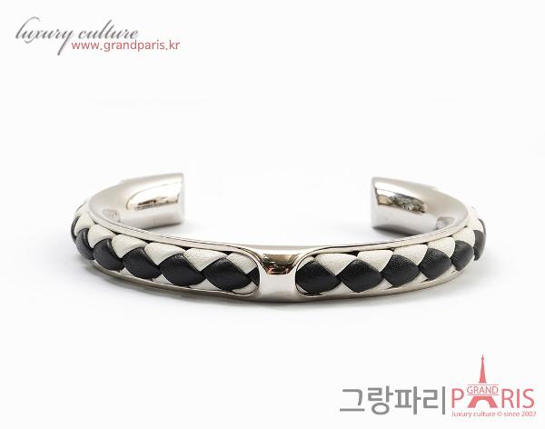 에르메스 블랙 화이트 트래사쥐 실버 뱅글	