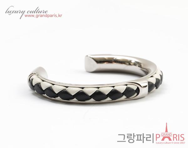 에르메스 블랙 화이트 트래사쥐 실버 뱅글	