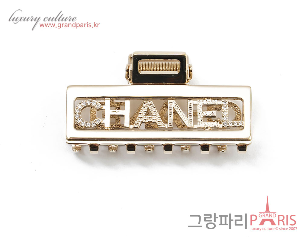 샤넬 로고 헤어클립 샴페인골드