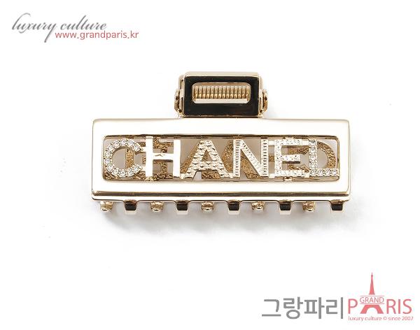 샤넬 로고 헤어클립 샴페인골드