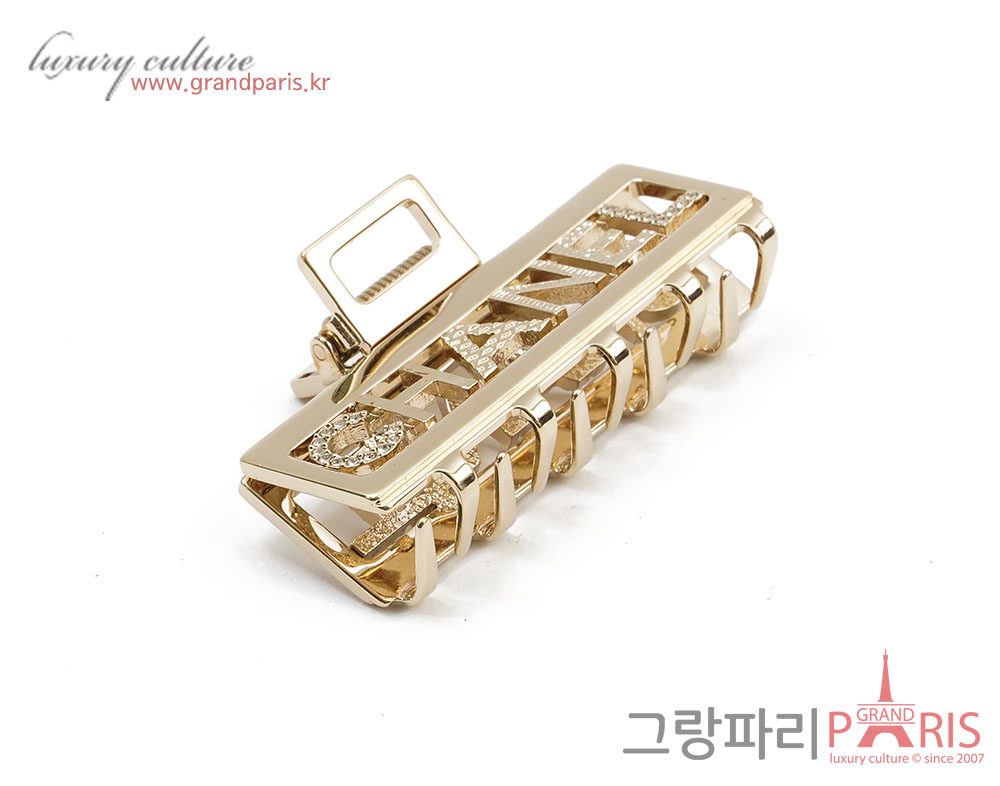 샤넬 로고 헤어클립 샴페인골드