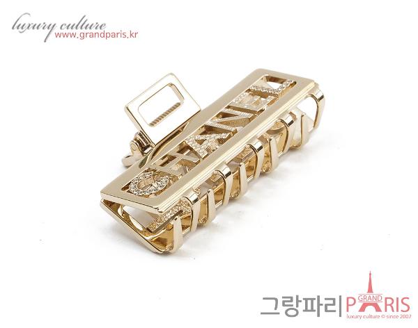샤넬 로고 헤어클립 샴페인골드