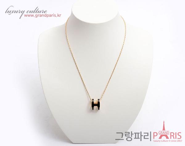 에르메스 팝아슈 네크리스 블랙 금장