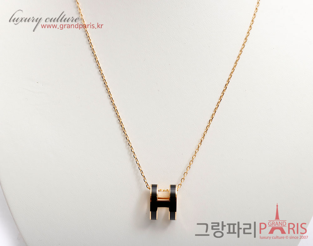 에르메스 팝아슈 네크리스 블랙 금장