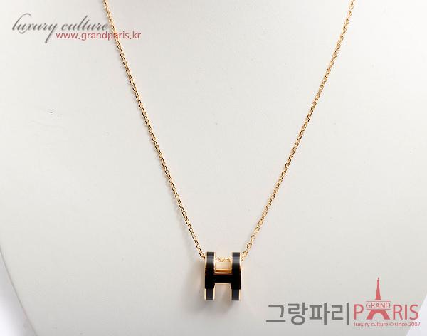 에르메스 팝아슈 네크리스 블랙 금장