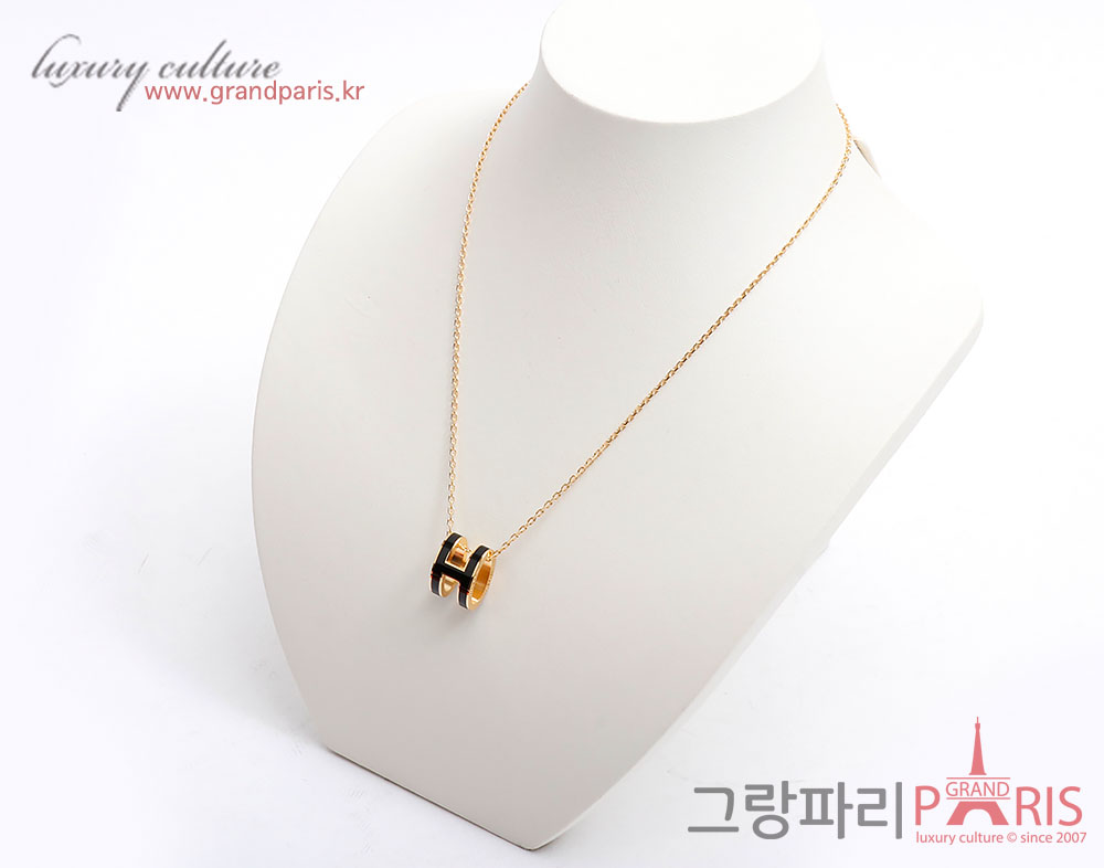 에르메스 팝아슈 네크리스 블랙 금장