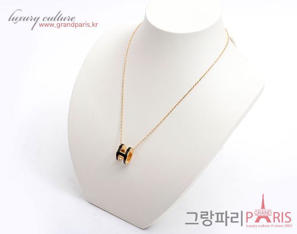 에르메스 팝아슈 네크리스 블랙 금장