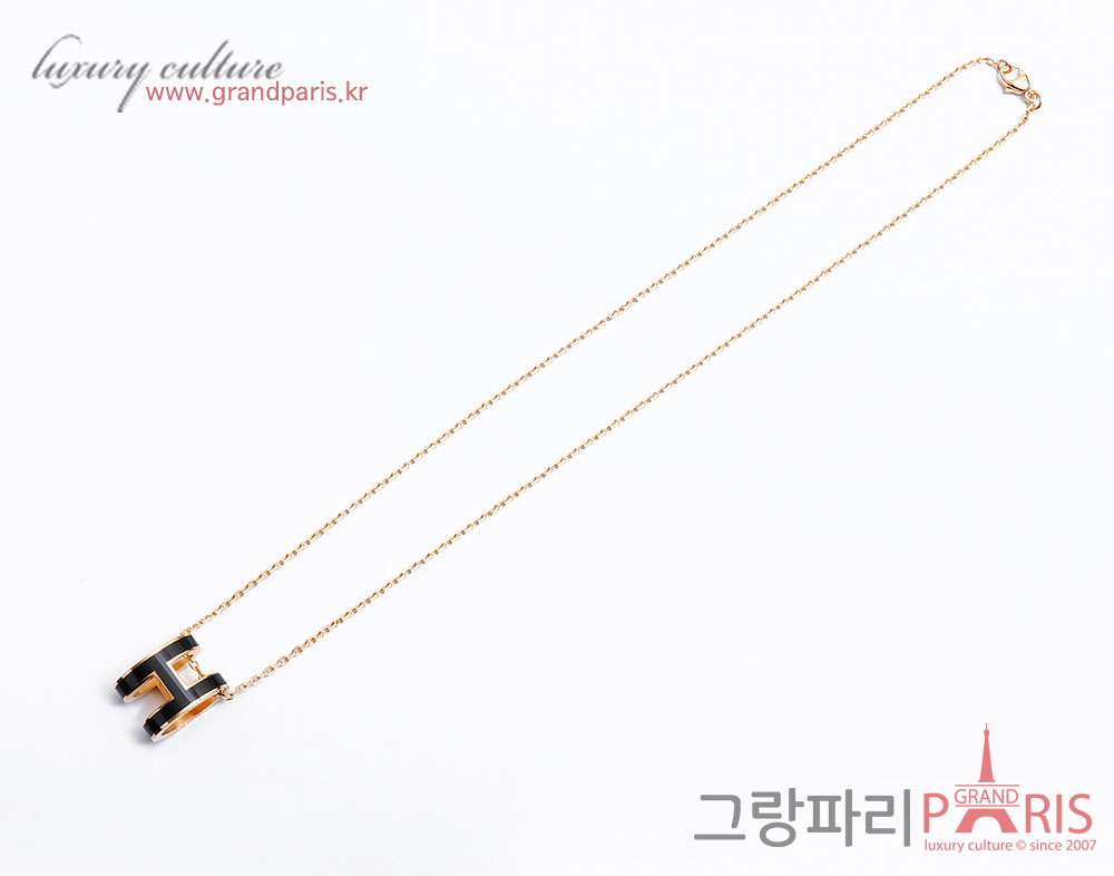 에르메스 팝아슈 네크리스 블랙 금장