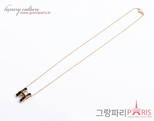 에르메스 팝아슈 네크리스 블랙 금장