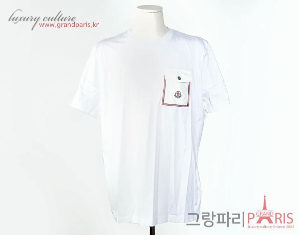 몽클레어 화이트 포켓 반소매 티셔츠 XL	