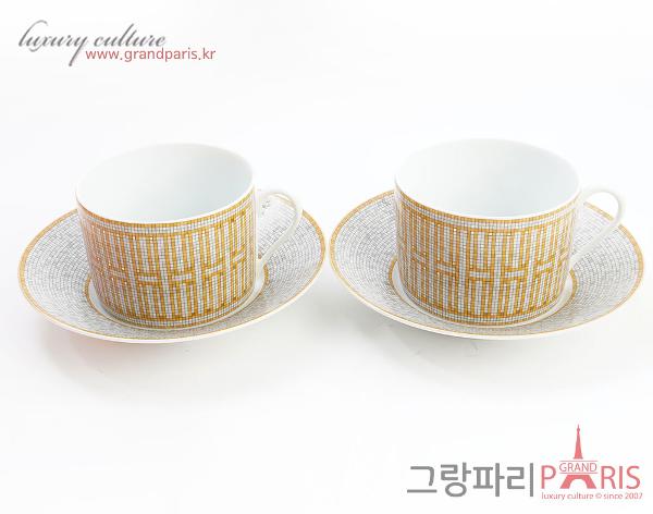 에르메스 골드 모자이크 수프컵 2P SET