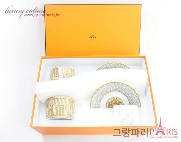에르메스 골드 모자이크 수프컵 2P SET