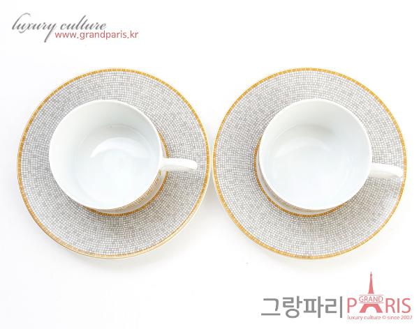 에르메스 모자이크 Au 24 티 컵 앤 소서 골드 Set